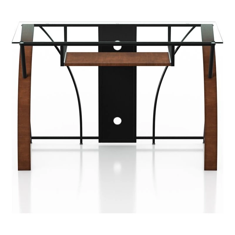 Furniture Of America E-Commerce By Enitial Lab Furniture Of America Kyran Contemporary Glass Top Computer Desk In Oak And Black 6 Furniture Of America E-Commerce By Enitial Lab Furniture Of America Kyran Contemporary Glass Top Computer Desk In Oak And Black - Image 4