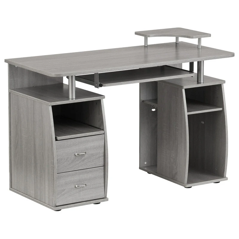 Rta Products- L Techni Mobili Complete Computer Workstation Desk With Storage, Grey 4 Rta Products- L Techni Mobili Complete Computer Workstation Desk With Storage, Grey - Image 2