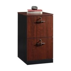 Pemberly Row Wood 2 Drawer File Cabinet With Storage In Classic Cherry