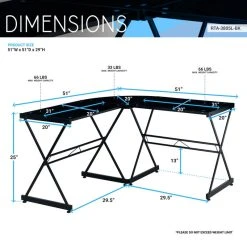 Rta Products- L Techni Mobili L-Shaped Glass Computer Desk, Black -Boraam Industries Shop 1ff1fab400c274b9 0445 w800 h800 b0 p0