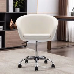 Duhome Elegant Lifestyle Modern PU Leather Swivel Barrel Rolling Chair, White -Boraam Industries Shop 20814d8e00cdd7d1 9678 w800 h800 b0 p0