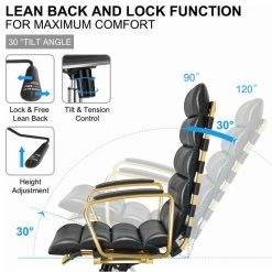 LUXMOD® Gold Office Chair, Ergonomic Desk Chair,Modern Executive Chair, Gold Black -Boraam Industries Shop 208192ec0f9615b4 8055 w800 h800 b1 p0