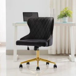 Duhome Elegant Lifestyle Nailhead Trim Velvet Home Office Chair, Dark Grey -Boraam Industries Shop 2111adc100530130 7914 w800 h800 b0 p0