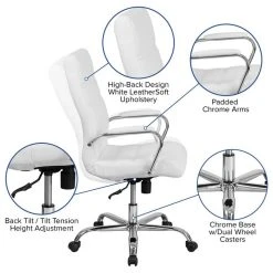Flash Furniture High Back Leather Office Swivel Chair In White And Chrome -Boraam Industries Shop 21e1e1a500b1d4cf 7312 w800 h800 b1 p0