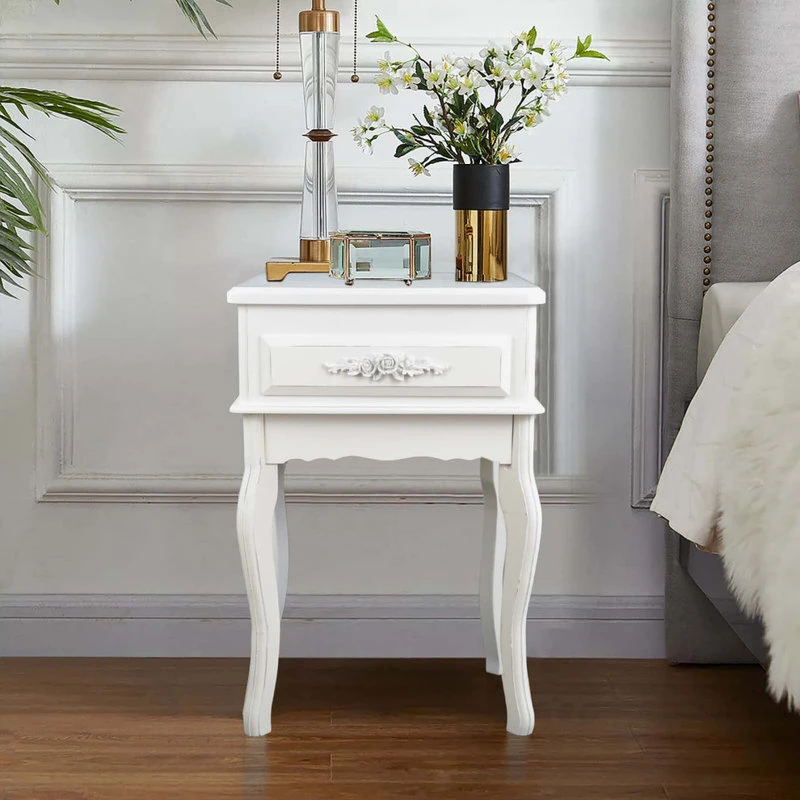 Home Garden Collections White Wood Nightstand Queen Anne Style Mid Century Console Table 9 Home Garden Collections White Wood Nightstand Queen Anne Style Mid Century Console Table - Image 7