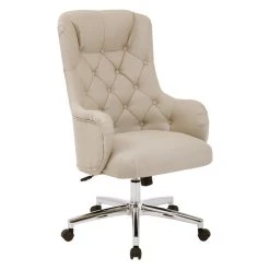 Office Star Products Ariel Desk Chair In Klein Cream Mouse Fabric Semi Assembled