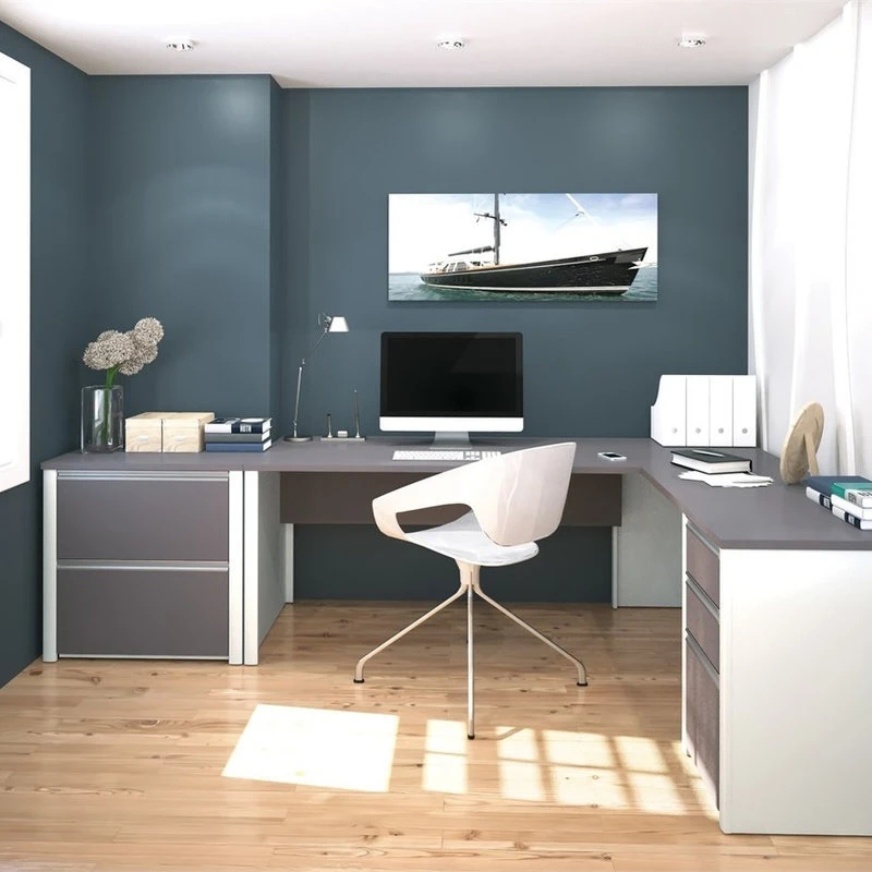 Bestar Connexion L-Shaped Workstation With Lateral File, Slate And Sandstone 7 Bestar Connexion L-Shaped Workstation With Lateral File, Slate And Sandstone - Image 5