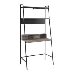 Walker Edison 36" Urban Industrial Metal And Wood Ladder Computer Desk, Gray Wash