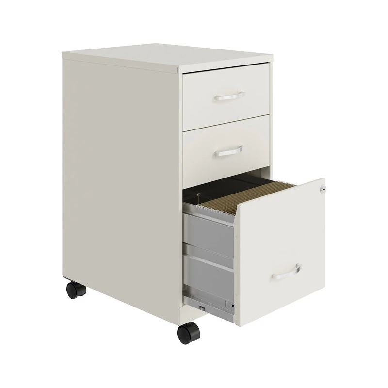 Hirsh Industries LLC Space Solutions 18in 3 Drawer Metal Mobile Cabinet Ball Bearing Slide White 5 Hirsh Industries LLC Space Solutions 18in 3 Drawer Metal Mobile Cabinet Ball Bearing Slide White - Image 3