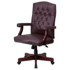 Delacora FF-801L 26"W Executive Swivel Office Chair - Burgundy