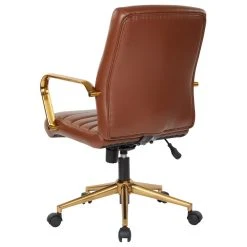 Office Star Products Mid-Back Faux Leather Chair With Gold Arms And Base, Saddle -Boraam Industries Shop 2771b6df0b6cd07f 2109 w800 h800 b1 p0