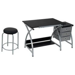 Studio Designs Comet Center With Stool, Silver And Black -Boraam Industries Shop 27d19cfc0721154b 2119 w800 h800 b1 p0 1 1