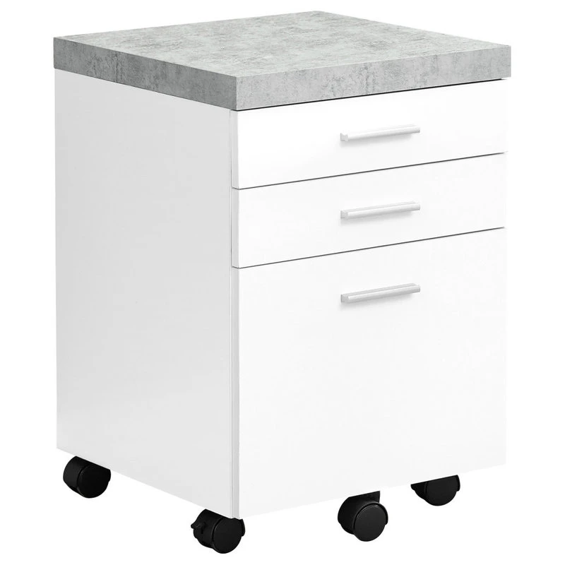 HomeRoots Furniture HomeRoots 25.25" White Particle Board And MDF Filing Cabinet With 3 Drawers 5 HomeRoots Furniture HomeRoots 25.25" White Particle Board And MDF Filing Cabinet With 3 Drawers - Image 3