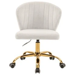 Meridian Furniture Finley Swivel And Adjustable Velvet Office Chair, Cream, Rich Gold Base -Boraam Industries Shop 298114e502682f20 4646 w800 h800 b1 p0