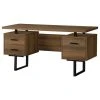 Monarch Computer Desk Home Office Laptop Storage Drawers 60"L Work Metal Walnut