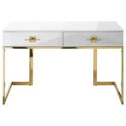 Nicole Miller Moku Desk, 2 Drawers, White And Gold -Boraam Industries Shop 2f11463a0e9f65ca 9558 w800 h800 b1 p0