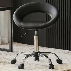 Duhome Elegant Lifestyle Open-Back Salon Spa Rolling Stool, Black-Pu -Boraam Industries Shop 3041a38a00386eef 6042 w800 h800 b0 p0