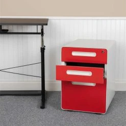 Offex 3-Drawer Filing Cabinet With Letter/Legal Drawer, White With Red Faceplate -Boraam Industries Shop 30d115690eb024ad 9618 w800 h800 b0 p0
