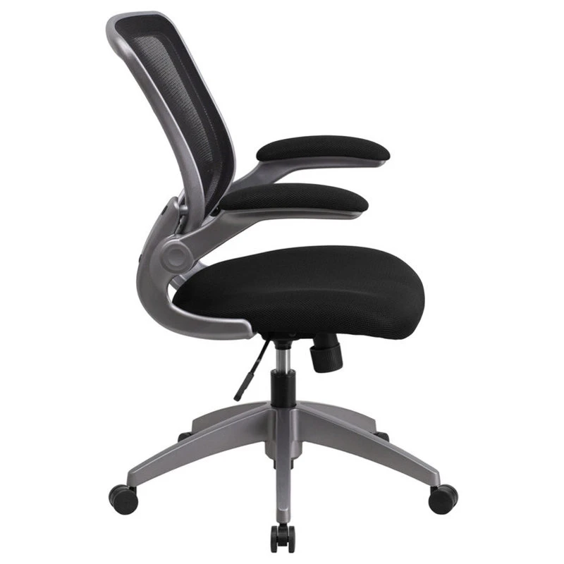 Flash Furniture Mid-Back Black Mesh Swivel Task Chair With Gray Frame And Flip-Up Arms 4 Flash Furniture Mid-Back Black Mesh Swivel Task Chair With Gray Frame And Flip-Up Arms - Image 2