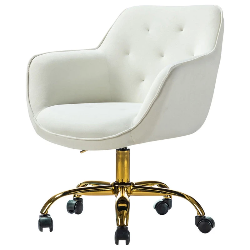 Karat Home Swivel Velvet Hight, Adjustable Task Chair With Tufted Back, Ivory 3 Karat Home Swivel Velvet Hight, Adjustable Task Chair With Tufted Back, Ivory