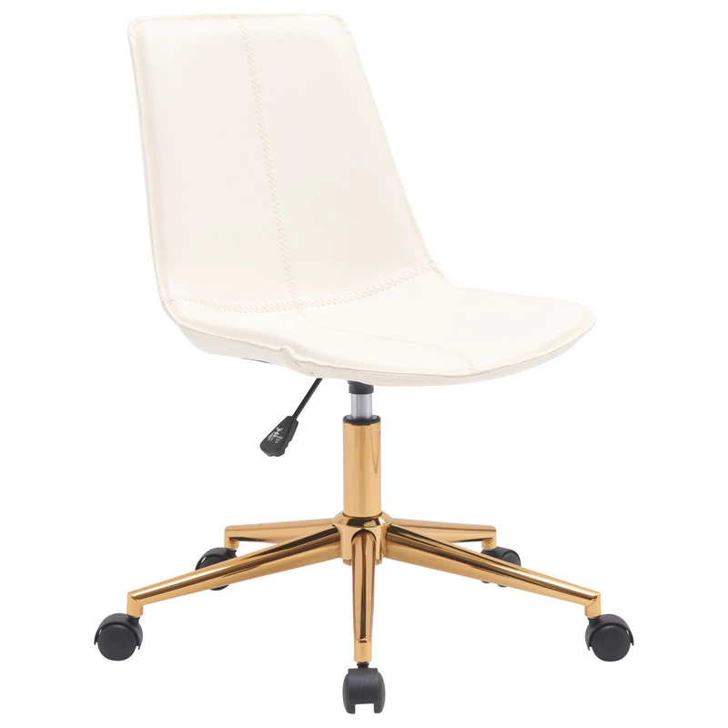 Plata Import LLC Slope Leather Swivel Office Chair, White 4 Plata Import LLC Slope Leather Swivel Office Chair, White - Image 2