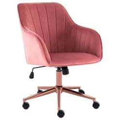 Duhome Elegant Lifestyle Sloped Arms Velvet Computer Desk Chair, Pink