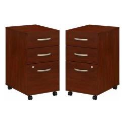 Home Square 2 Piece Wood Mobile Filing Cabinet Set In Hansen Cherry