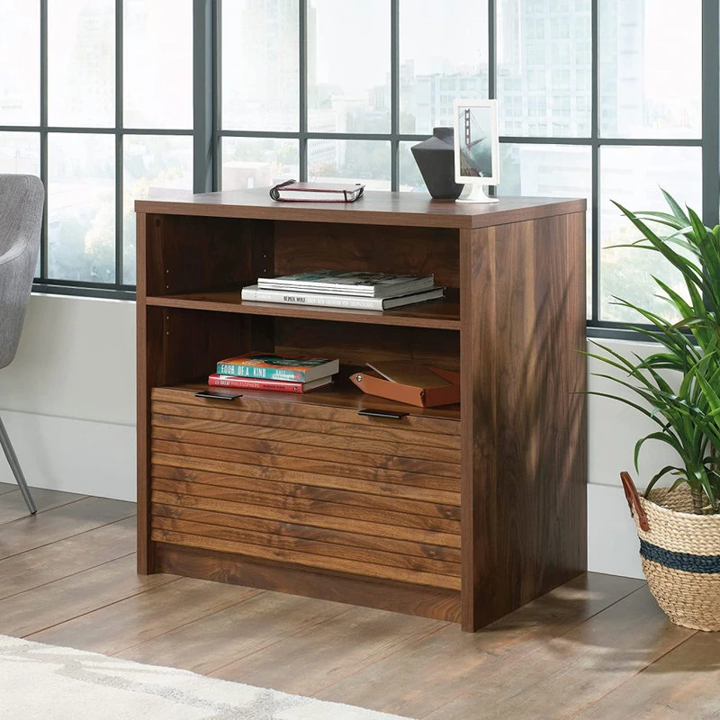 Decor Love Transitional Filing Cabinet, 2 Open Compartments & Lower Drawer, Grand Walnut 4 Decor Love Transitional Filing Cabinet, 2 Open Compartments & Lower Drawer, Grand Walnut - Image 2