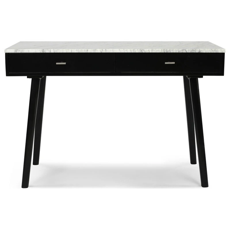 The Bianco Collection Viola 44" Rectangular Italian Carrara White Marble Writing Desk, Black, 15" Wide 4 The Bianco Collection Viola 44" Rectangular Italian Carrara White Marble Writing Desk, Black, 15" Wide - Image 2