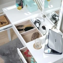 Hives & Honey Haven Home Ainsley Vanity Desk, Crisp White -Boraam Industries Shop 34e12dcc0faacee0 9887 w800 h800 b0 p0