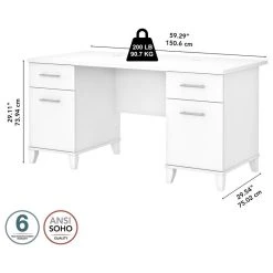 Bush Industries Somerset 60W Office Desk With Drawers, White -Boraam Industries Shop 3511eb530f1723f3 3386 w800 h800 b1 p0
