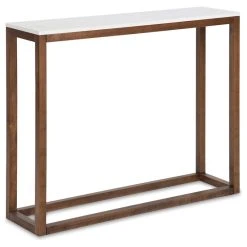 Uniek Carmella Man-Made Marble Top Console Table, White