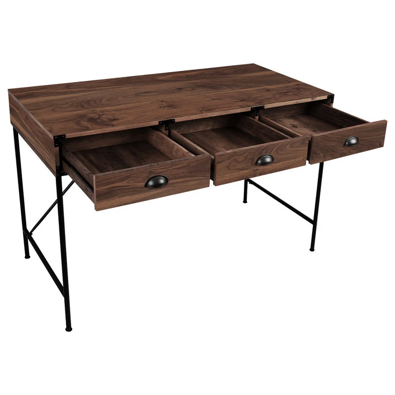 AGH Deco Brunei 3-Drawer Writing Desk, Walnut Wood Grain, 47" 6 AGH Deco Brunei 3-Drawer Writing Desk, Walnut Wood Grain, 47" - Image 4