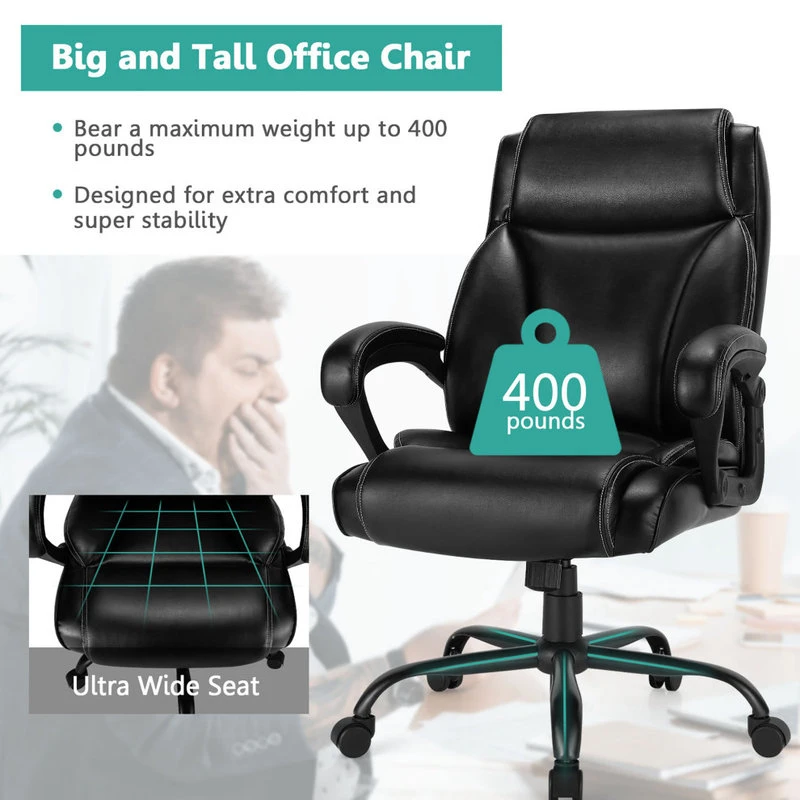 Costway 400 LBS Big & Tall Leather Office Chair Adjustable High Back Task Chair 5 Costway 400 LBS Big & Tall Leather Office Chair Adjustable High Back Task Chair - Image 3