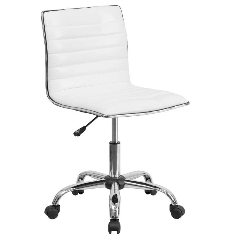 Delacora FF-DS-512B Vinyl Mid Back Adjustable Desk Chair - White 3 Delacora FF-DS-512B Vinyl Mid Back Adjustable Desk Chair - White