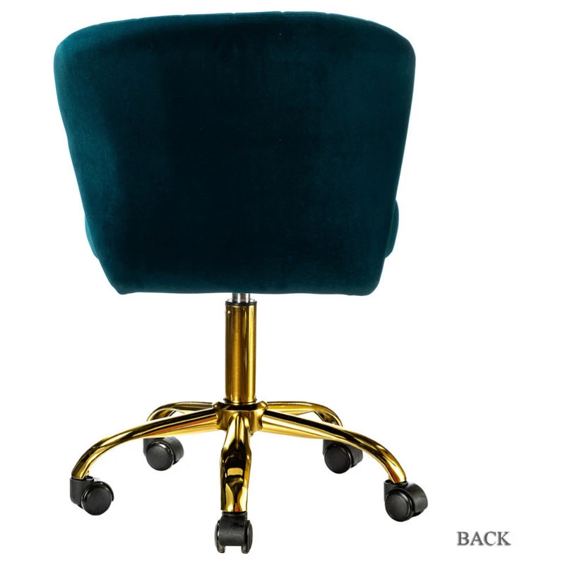 Karat Home Swivel Task Chair With Tufted Back, Teal 6 Karat Home Swivel Task Chair With Tufted Back, Teal - Image 4