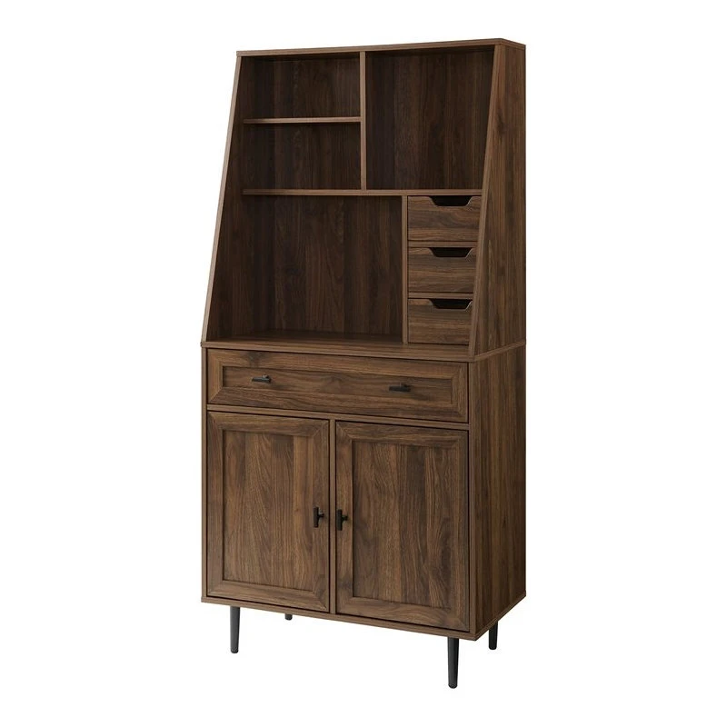 Walker Edison 64" Engineered Wood Storage Desk & Hutch With Keyboard Drawer - Dark Walnut 3 Walker Edison 64" Engineered Wood Storage Desk & Hutch With Keyboard Drawer - Dark Walnut
