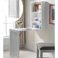 Pilaster Designs Eliza Wall-Mounted Fold-Out Convertible Writing Desk, White -Boraam Industries Shop 378178240a57dba9 6704 w800 h800 b0 p0