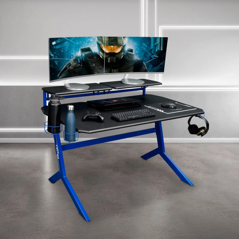 Rta Products- L Techni Sport Blue Stryker Gaming Desk, Blue 3 Rta Products- L Techni Sport Blue Stryker Gaming Desk, Blue