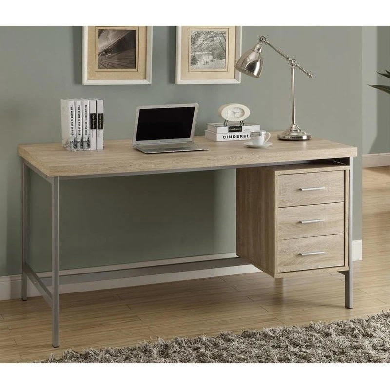 Monarch Specialties Computer Desk, Home Office, Laptop, Storage Drawers, 60"L, Work, Metal, Natural 4 Monarch Specialties Computer Desk, Home Office, Laptop, Storage Drawers, 60"L, Work, Metal, Natural - Image 2