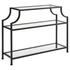 Crosley Aimee Glass Top Accent Console Table In Oil Rubbed Bronze