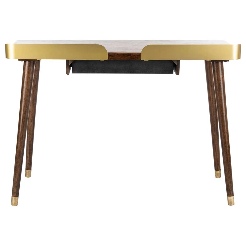 Safavieh Parker Drawer Desk, Walnut, Gold 7 Safavieh Parker Drawer Desk, Walnut, Gold - Image 5