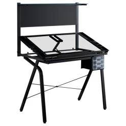 Monarch Specialties Drafting Table, Adjustable Angle, Drawing, Storage, Craft, Metal, Grey, Clear