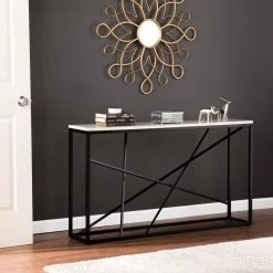 SEI Furniture Deveron Faux Marble Skinny Console Table, Matte Black -Boraam Industries Shop 3c312a0e0aa078ee 1210 w800 h800 b0 p0