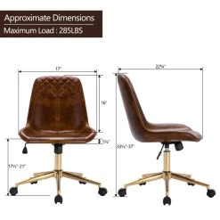 Duhome Elegant Lifestyle Faux Leather Golden Base Swivel Desk Chair, Yellowish-Brown -Boraam Industries Shop 3c31b75200386852 1924 w800 h800 b1 p0