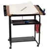 Flash Furniture Adjustable Drawing And Drafting Table With Black Frame And Dual Wheel Casters