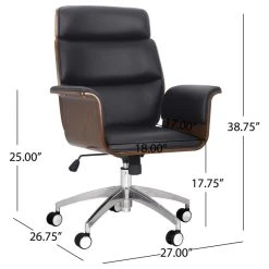 GDFStudio Byron Mid-Century Modern Swivel Office Chair, Black/Walnut/Silver 22 GDFStudio Byron Mid-Century Modern Swivel Office Chair, Black/Walnut/Silver -Boraam Industries Shop 3c714da30f90975c 3779 w800 h800 b1 p0
