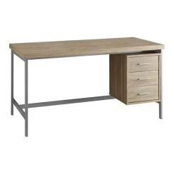 Monarch Specialties Computer Desk, Home Office, Laptop, Storage Drawers, 60"L, Work, Metal, Natural