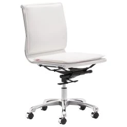 Zuo Modern Contemporary Lider Plus Armless Office Chair, White