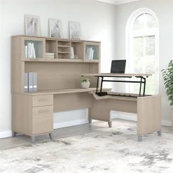 Bush Business Furniture Somerset 72W Sit To Stand L Desk With Hutch In Sand Oak - Engineered Wood -Boraam Industries Shop 3f313f9d00ee6cd6 5073 w800 h800 b0 p0
